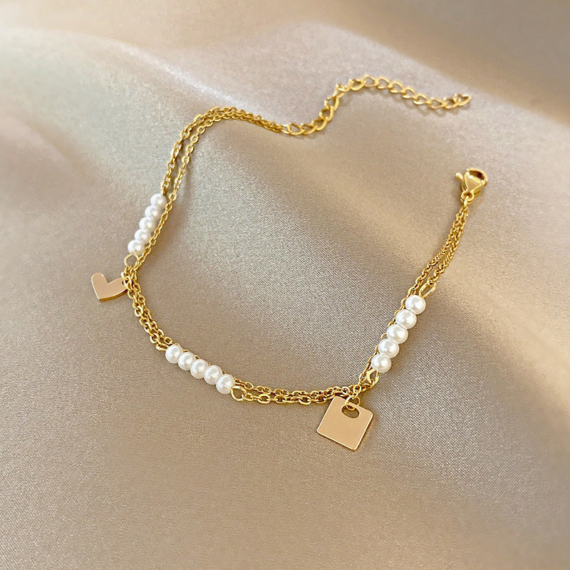 Wholesale Simple Pearl Copper Bracelet